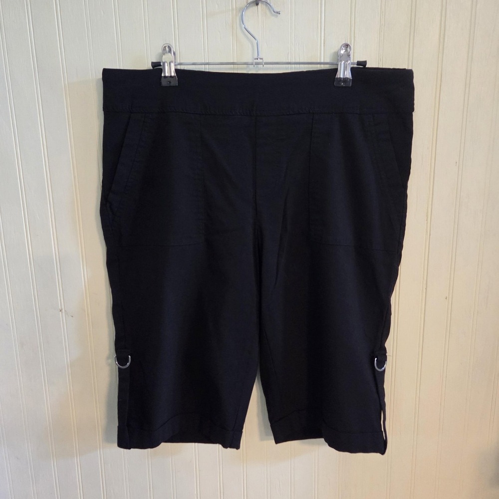 Jenna Rose Bermuda Shorts Womens L Black Pull On Stretch Buckle Casual Summer